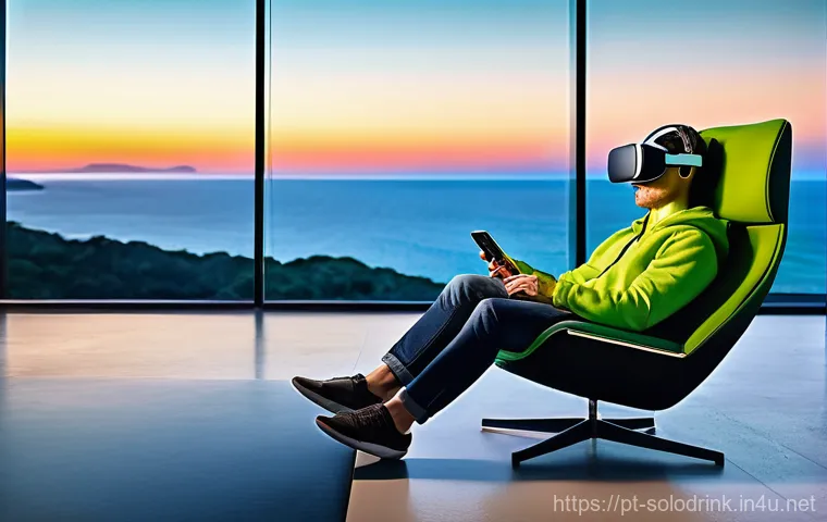혼술할 때 필수 IT 기기 추천 - **Prompt 1: Serene Smart Living Room with Ambient Lighting and Music**
    "A cozy, sophisticated li...