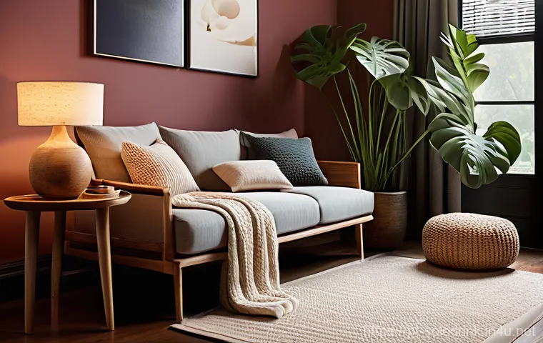 혼술과 식물   술과 어울리는 향초 추천 - **Prompt:** A cozy, serene home sanctuary for an adult in comfortable, modest loungewear, enjoying a...