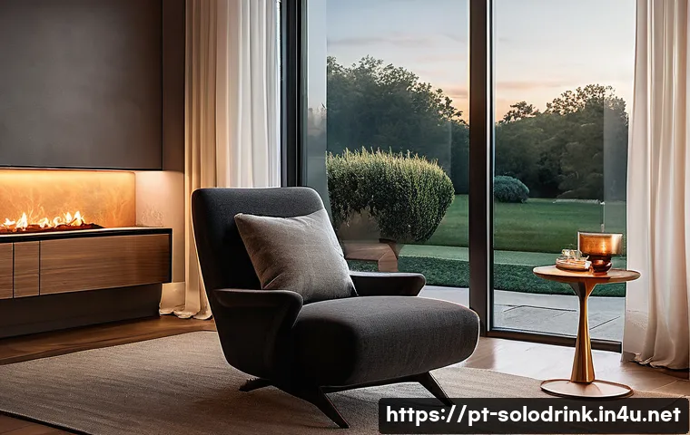 혼술과 스마트 디바이스 활용법 - **"Cozy 'Solo Sanctuary' with Smart Lighting"**
A person in their late 20s to early 40s, dressed...