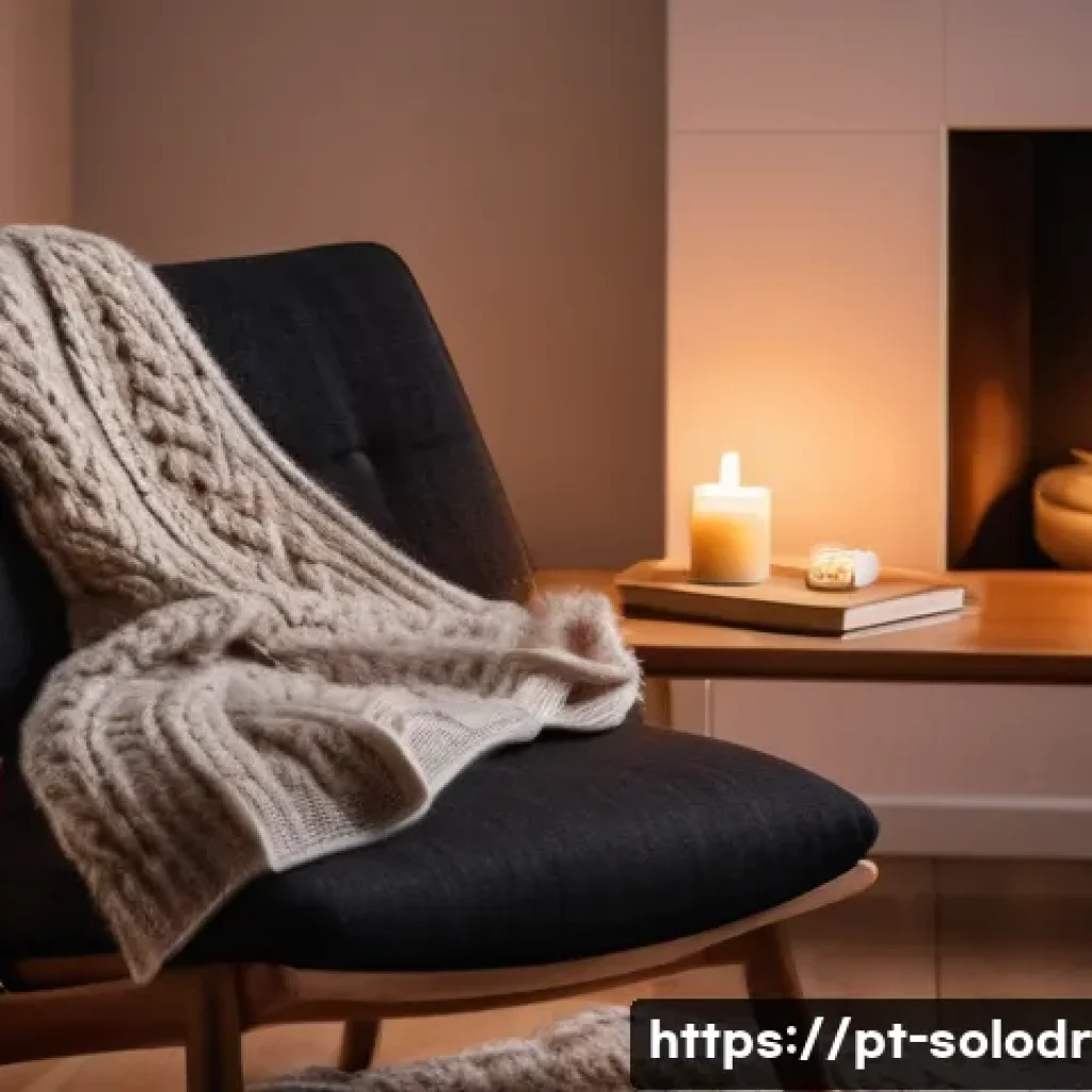 혼술과 심리 상담 혼술로 힐링하는 법 - A cozy, dimly lit living room with soft warm lighting, gentle instrumental music playing in the back...