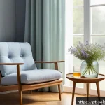 Home 21 혼술과 컬러테라피 - A serene relaxation nook bathed in soft natural light with a calming color palette of light blue and...