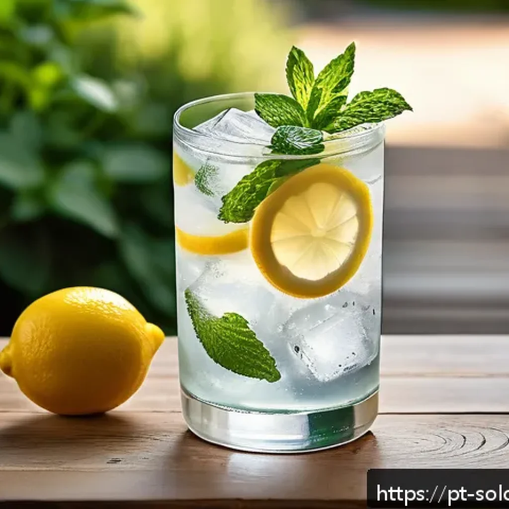 혼술을 위한 저칼로리 술 - A refreshing low carb gin and tonic served in a tall, elegant glass with zero-calorie tonic water, t...